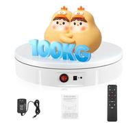 Base Giratorio Eléctrico, Couleeur 30CM 100KG y Recargable Plato Giratorio para Fotografía, Dirección y Velocidad de 360° Ajustable Plataforma Giratoria con 5 Tableros de Fondo para Exhibir Joyas