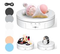 Base Giratorio Eléctrico, Couleeur Dirección y Velocidad de 360° Plato Giratorio para Fotografía Ajustable, 10KG Plataforma Giratoria Recargable con 5 Tableros de Fondo para Exhibir Joyas