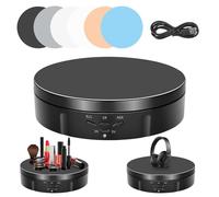 Base Giratorio Eléctrico, Dirección y Velocidad de 360 Grados Plato Giratorio para Fotografía Ajustable,10KG Plataforma Giratoria Recargable Automática con 5 Tableros de Fondo para Exhibir Joyas