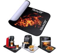 Base ignífuga | Esterilla ignífuga de silicona de fibra de vidrio para mesa | Esterilla resistente al calor para freidora de aire cafetera microondas | antideslizante impermeable (50 x 70 cm, negro y
