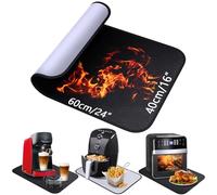 Base ignífuga | Esterilla ignífuga de silicona de fibra de vidrio para mesa | Esterilla resistente al calor para freidora de aire cafetera microondas | antideslizante impermeable (40 x 60 cm, negro y