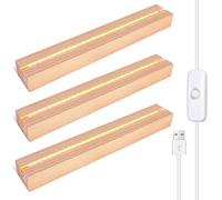 Base LED para cristal acrílico, 3 unidades, base de luz USB de madera, rectángulo iluminado, base de madera, base de madera, para cristales, placa de acrílico, adorno
