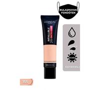 Base líquida L'Oreal Paris Cover, con un 4% de niacinamida, duradera, acabado natural, disponible en 20 tonos, SPF 25, cobertura mate infalible 32H, tono 155, 30 ml