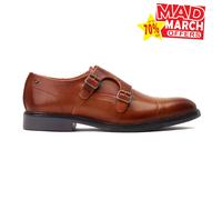 Base London diablo Hombre Clásico Elegante Cuero Casual Zapatos Monje Marrón