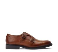 Base London Diablo Waxy Tan Leather Double Monk Strap Zapatos para hombre, Tan, 45.5 EU