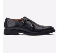 Base London Diablo Zapatos De Cuero Monk Clásicos Para Hombre Negros