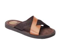 Base London Sandalias de cuero Webb para hombre, Bronceado quemado, 47 EU
