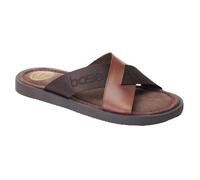 Base London Sandalias de cuero Webb para hombre, Marrón quemado, 47 EU