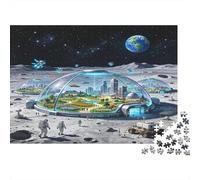 Base Lunar Ciudad Futura Puzzle de 1000 Piezas Papel para Adultos Escena Espacial Juego de Puzzle 1000 Piezas relajación interacción decoración Regalo 52x38cm/1000pcs