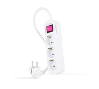 Base multiple 3 enchufes interruptor cable 1,4m blanca 10.38.0003