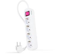 Base multiple 4 enchufes interruptor cable 1,4m blanca 10.37.0004