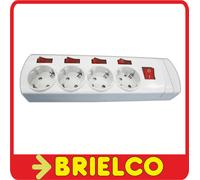 BASE MULTIPLE 4 TOMAS SIN CABLE CON INTERRUPTORES INDIVIDUALES Y GENERAL BD841