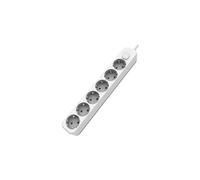 Base múltiple 6 Tomas con protección, Cable de 1,5 m, Color Blanca, Ideal para conectar Varios Dispositivos electrónicos.