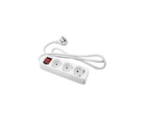 Base múltiple Blanca 3 Tomas con Cable de 1,5m e Interruptor 3680W protección Infantil