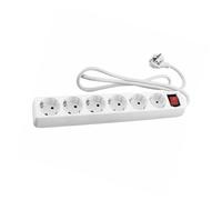Base múltiple Blanca 6 Tomas con Cable de 5 m para conectar múltiples Dispositivos eléctricos y Extender la Toma de Corriente.
