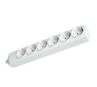 Base múltiple blanca 6 tomas sin cable, 16A 250V, toma de tierra lateral, fijación en pared