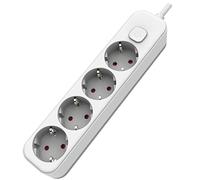 Base múltiple Blanca de 4 Tomas con Interruptor y Cable de 1.5 Metros. Ideal para conectar Varios Dispositivos con Comodidad y Seguridad.