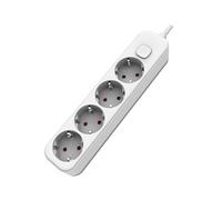 Base múltiple Blanca de 4 Tomas con Interruptor y Cable de 1.5 Metros. Ideal para conectar Varios Dispositivos con Comodidad y Seguridad.