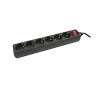 Base múltiple de 6 tomas 1,5 mts negra con interruptor luminoso. 36.2