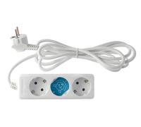 Base múltiple estándar 3T con Cable 3x1.5mm de 5m, Color Blanca, Ideal para conectar Varios Dispositivos eléctricos.
