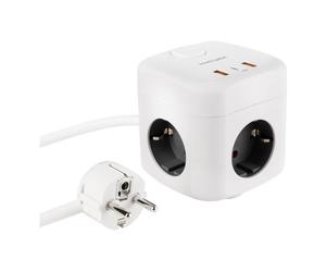 Base múltiple Nanocable 10.37.0011 GaN PPS 3 enchufes 3 USB PD 20W cable 1,4 m blanco