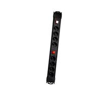 Base múltiple negra con 2 interruptores - 8 x 16 A - 1,5 m
