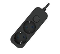 Base múltiple Negra de 2 Tomas con Interruptor y 1.5 Metros de Cable. Ideal para conectar múltiples Dispositivos de Forma Segura.
