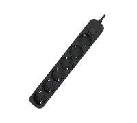 Base múltiple Negra de 6 Tomas con Interruptor y Cable de 1,5 m, Ideal para la conexión de Dispositivos eléctricos en hogar u Oficina.