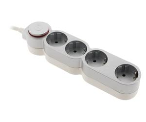 Base múltiple - regleta de enchufes de 4 tomas con interruptor, cable 1,5 m - H05VV-F 3G1.5 - y segurida infantil - color metal satinado - Zenitech