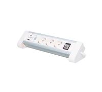 Base múltiple sobremesa 3T + 1 USB A + 1 USB Tipo C + Int (3x1.5mm) 1,4M Blanco