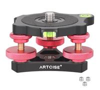 Base niveladora de trípode ARTCISE, aleación de Aluminio, Cabeza de Rueda Triple de 3 Ejes, Rosca de 3/8", Ajuste de ángulo preciso de +/-5° para fotografía panorámica Macro