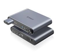 Base ORICO 10-en-1 USB-C con Carcasa SSD M.2 NVMe/SATA, USB 3.2 10Gbps, HDMI 4K@60Hz, PD 100W, RJ45, Audio 3,5mm - para MacBook Pro/Air (PTM1)