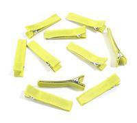 Base para Pinza de Pelo 20 pinzas de hierro con forma pico pato, metal, coloridas, planas, for el pelo, base en blanco, for manualidades(Yellow)