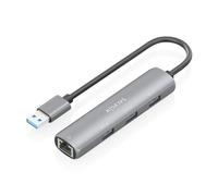 Base para portátil Aisens ASUC-4P034-GR USB-A Ethernet Gigabit Hub 3xUSB Gris 15cm
