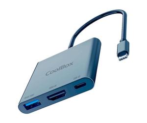 Base para portátil CoolBox miniDock C31 USB-C HDMI 4K Power Delivery aluminio