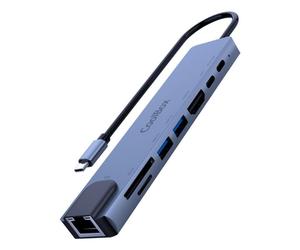 Base para portátil CoolBox MiniDock C81 USB-C HDMI 4K 2xUSB-A SD RJ45 aluminio