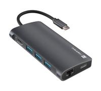 Base para portátil Natec NMP-2162 USB-C 100 W Ethernet Gigabit SD/MicroSD Gris