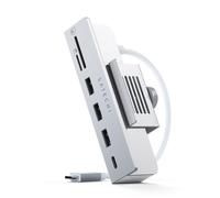SATECHI Hub USB C con Abrazadera para iMac con USB-C de Datos, 3X Tipo A 3.0, Lectores Micro/SD, Solo para Apple Studio Display, iMac M1 24" (2021) - No Compatible con iMac 2020 y Anteriores