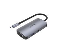 Base para portátiles Unitek P5 Trio USB-C 100W HDMI VGA Gris Aluminio