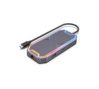 UnITEK Human friendly D1029A - Hub USB-C 7 en 1 UHUB S7+ Datos de 10 Gbps, HDMI y PD de 100 W, HDMI 2.0, USB 3.2 Gen 2, Active /2 Puertos USB-A / 2 Puertos USB-C/Mini Jack de 3,5 mm/RGB LED Lights