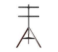 Base para televisor, Mueble TV trípode de Acero y Haya | Haya negra 84x73x147cm for rincón de dormitorio: soporte for TV con trípode