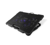 CoolBox Base Refrigeradora Portátil hasta 17.3", con 5 Ventiladores Silenciosos LED con Regulador de Velocidad, Atril Ajustable de 4 Posiciones, Cable USB 60cm. Color Negro