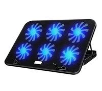 Base Refrigeradora Portatil Escritorio Six Fan Gaming Laptop Cooler Notebook Cooling Pad 2 Puerto USB Stand para Estable Ergonómico(Black)