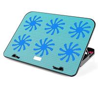 Base Refrigeradora Portatil Escritorio Six Fan Gaming Laptop Cooler Notebook Cooling Pad 2 Puerto USB Stand para Estable Ergonómico(Blue)