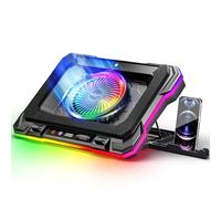 Base Refrigeradora Portatil Poderoso Fanático de Turbo RGB Gaming Notebook Cooler, MOOJAY Soporte del Ventilador de Laptop con 8 Alturas Ajustables y Soporte Teléfono per 14-19" Laptops - Colorido/a