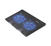 Base Refrigeradora Portátil - Ventilador Ordenador Portatil de 12-17" con Soporte, 2 Ventiladores Silenciosos, 2 Puertos USB, Refrigeración Rápida, Luz LED Azul - Color Negro