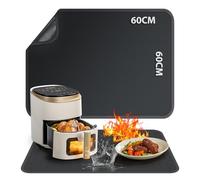 Base resistente al calor, 60 x 60 cm, esterilla de protección contra el calor, de fibra de vidrio, de silicona, para encimeras de cocina, alfombrilla ignífuga para freidora de aire, cafetera