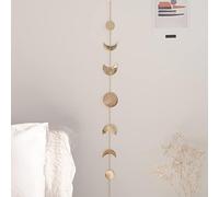 BASE ROOTS Gold Moon Fases Decoración de la pared de la guirnalda Banner de la luna hecha a mano Arte Boho Decoración colgante Estética 86cm 7 Monds
