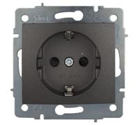 Base Schuko 2P+T Grafito 16A 250V, Serie Europa, Ideal para instalación eléctrica doméstica y de oficina.