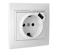 Base Schuko con USB blanca, puertos USB añadidos, diseño compacto, ideal para cargar dispositivos y conectar electrodomésticos.